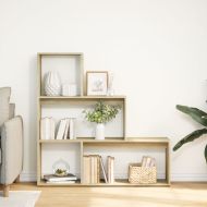 Разделител за стая / библиотека 3 нива дъб сонома 123x29x123 см