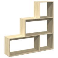 Разделител за стая / библиотека 3 нива дъб сонома 123x29x123 см