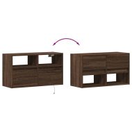 Стенен ТВ шкаф с LED осветление, кафяв дъб, 80x31x45 см