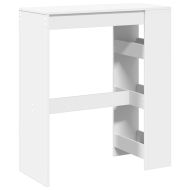 Бар маса с рафтове, бяла, 90x40x103,5 см, инженерно дърво