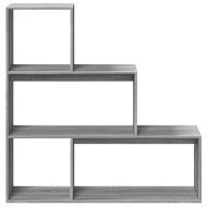 Разделител за стая / библиотека 3 нива сив сонома 123x29x123 см