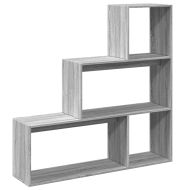Разделител за стая / библиотека 3 нива сив сонома 123x29x123 см