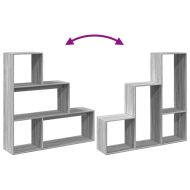 Разделител за стая / библиотека 3 нива сив сонома 123x29x123 см