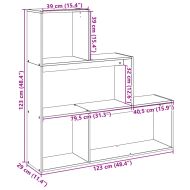 Разделител за стая / библиотека 3 нива сив сонома 123x29x123 см