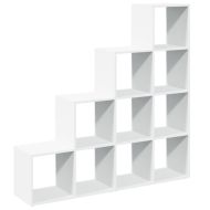 Разделител за стая / библиотека, бял, 4 нива, 131,5x29x131,5 см
