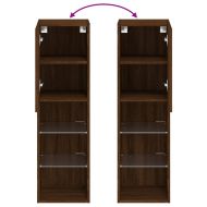 ТВ шкаф с LED осветление, кафяв дъб, 30,5x30x102 см