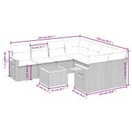 Градински комплект диван с възглавници 9 части бежов полиратан