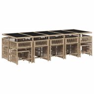 Градински комплект с възглавници 15 части бежов микс полиратан