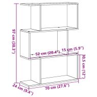 Разделител за стая / библиотека бетонно сив 3 нива 70x24x97 см