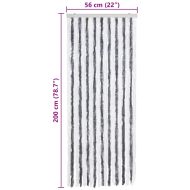 Завеса против насекоми, сиво и бяло, 56x200 см, шенил