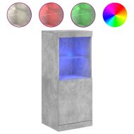 Сайдборд с LED светлини, бетонно сив, 41x37x100 см