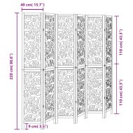 Разделител за стая, 6 панела, черен, дърво пауловния масив