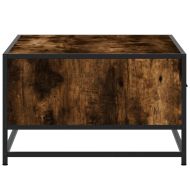 Кафе маса, опушен дъб, 90x57x35 см, инженерно дърво и метал