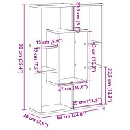 Библиотека, бетонно сива, 63x20x90 см, инженерно дърво