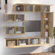 Комплект ТВ шкафове от 7 части, сонома дъб, инженерно дърво7