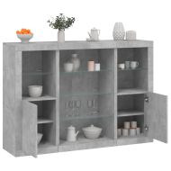 Сайдборди с LED осветление, 3 бр, бетонно сив, инженерно дърво