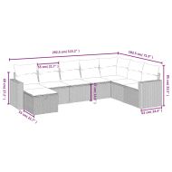 Градински диван с възглавници, 8 части, бежов полиратан