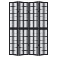 Разделител за стая, 4 панела, черен, дърво пауловния масив