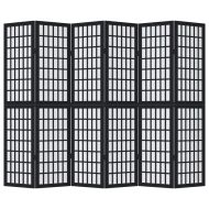 Разделител за стая, 6 панела, черен, дърво пауловния масив