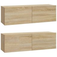 Стенни ТВ шкафове 2 бр дъб сонома 100x30x30 см инженерно дърво