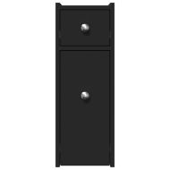 Тесен скрин за баня с колелца, черен, инженерно дърво