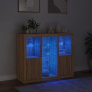 Сайдборди с LED осветление, 3 бр, дъб сонома, инженерно дърво