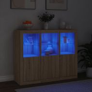 Сайдборди с LED осветление, 3 бр, дъб сонома, инженерно дърво