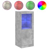Сайдборд с LED светлини, бетонно сив, 41x37x100 см