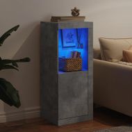 Сайдборд с LED светлини, бетонно сив, 41x37x100 см