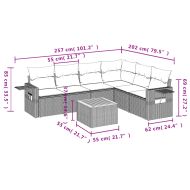 Градински комплект диван с възглавници 7 части черен полиратан