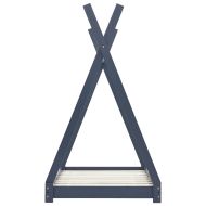 Рамка за детско легло, сива, бор масив, 80x160 см