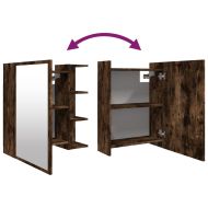 Огледален шкаф баня опушен дъб 62,5x20,5x64 см инженерно дърво