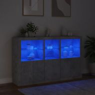 Сайдборд с LED светлини, бетонно сив, 162x37x100 см