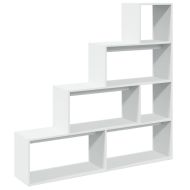 Разделител за стая / библиотека, бял, 4 нива, 143,5x29x143,5 см