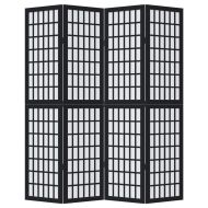 Разделител за стая, 4 панела, черен, дърво пауловния масив