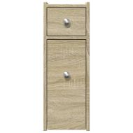 Тесен скрин за баня с колелца, дъб сонома, инженерно дърво