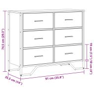 Скрин с чекмеджета, черен, 91x35,5x74,5 см, инженерно дърво