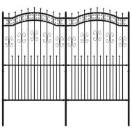 Градинска ограда Kampen с връх тип копие, черна, 240x175 см, стомана