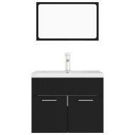 Комплект мебели за баня, черен, ПДЧ