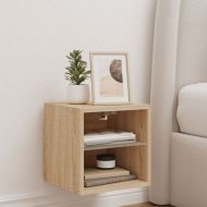 Стенен ТВ шкаф с LED осветление, сонома дъб, 30x28,5x30 см