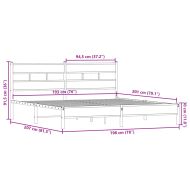 Метална рамка за легло, без матрак, опушен дъб, 193x203 см