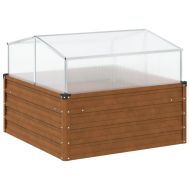 Градинска кашпа с оранжерия, обветрена стомана