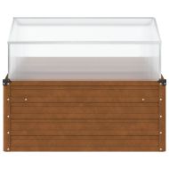 Градинска кашпа с оранжерия, обветрена стомана