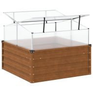 Градинска кашпа с оранжерия, обветрена стомана