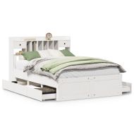 Легло с етажерка за книги, без матрак, 160x200 см, бор масив