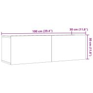 ТВ шкафове за стенен монтаж, 2 бр, старо дърво, 100x30x30 см