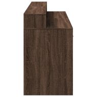 Бюро с LED осветление, Кафяв дъб, 160x55x91 см, инженерно дърво