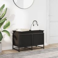 Кутия за съхранение, черна, 80x40x51,5 см, инженерно дърво