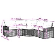 Градински диван с възглавници и табуретка ъглов бежов полиратан
