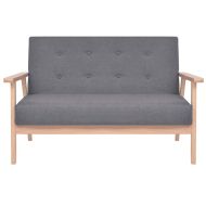 Комплект дивани и кресло, 3 части, плат, тъмносиви